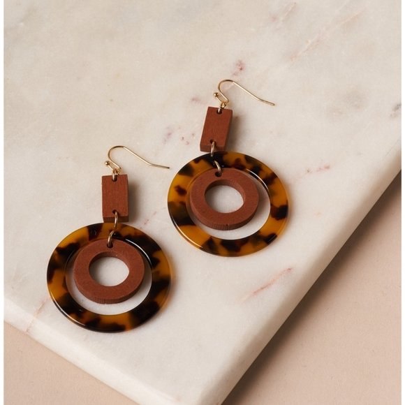 Circle Acetate Dangle Drop Earrings - Picture 2 of 3